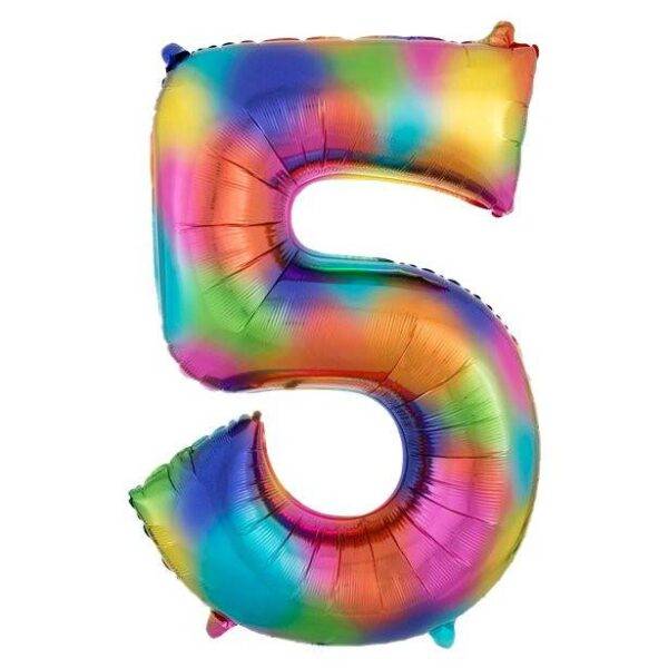 Balão Rainbow Splash número 5 - folha de 34 "