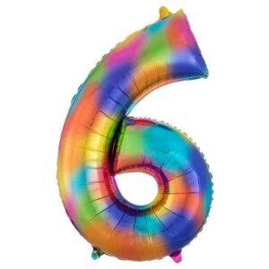 Balão Rainbow Splash número 6 - folha de 34 "