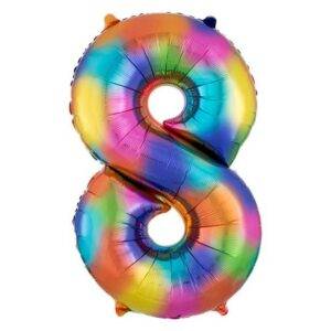 Balão Rainbow Splash número 8 - folha de 34 "