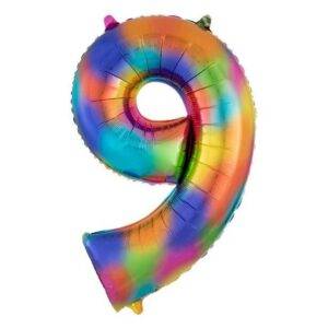 Balão Rainbow Splash número 9 - folha de 34 "