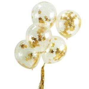 Balões Confetti Estrela Dourada - Látex 12 "