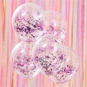 Balões de confete desfiado rosa - 12 "de látex