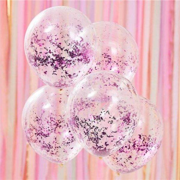 Balões de confete desfiado rosa - 12 "de látex