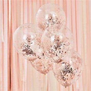 Balões de confete desfiado em ouro rosa - 12 "de látex
