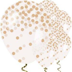 Balões de confete desfiado dourado - 12 "de látex