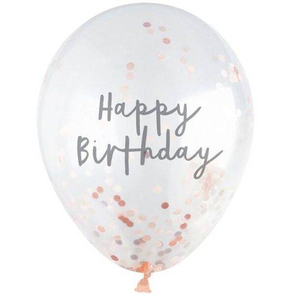 Balões de confete dourado de feliz aniversário - 12 "de látex