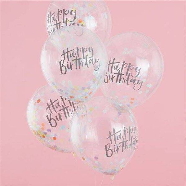 Balões Hello Balões Confetti Pastel Feliz Aniversario - Látex 12Confetti 30 - Látex 12 "