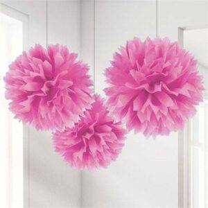 Decorações de Pom Pom de flor rosa