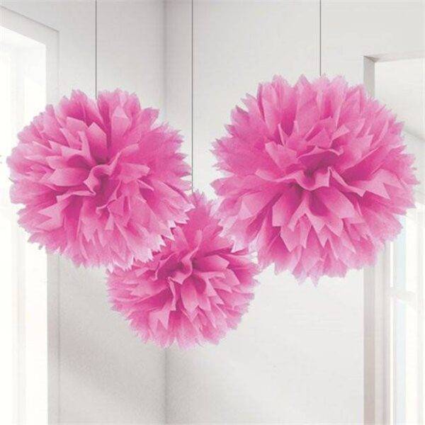 Decorações de Pom Pom de flor rosa