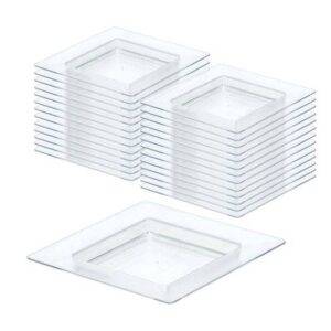 Mini Placas Quadradas de Plástico Transparente - 7 cm
