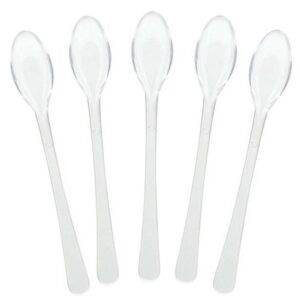 Mini colheres de plástico transparente
