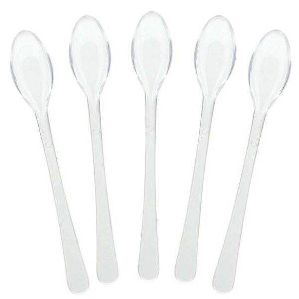 Mini colheres de plástico transparente