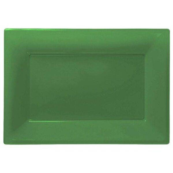 Travessas de Plástico Verde - 23 cm x 32 cm