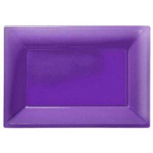 Travessas de Plástico Roxo - 23 cm x 32 cm