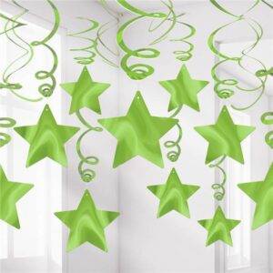 Decoração Redemoinho de Pendurar Estrela Verde Limão - 60 cm