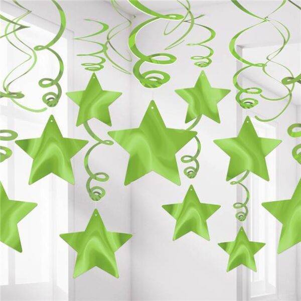 Decoração Redemoinho de Pendurar Estrela Verde Limão - 60 cm