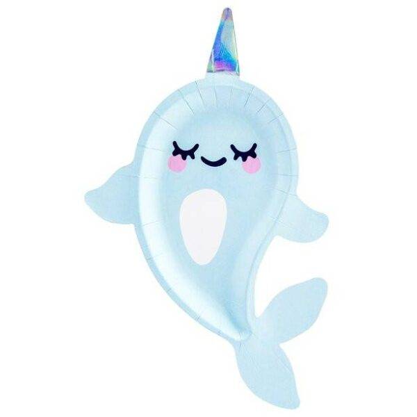 Pratos de Papel para Festas Narwhal - 23 cm