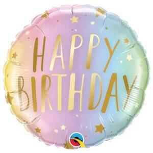 Balão de aniversário Pastel Ombre & Estrelas - folha de 18 "