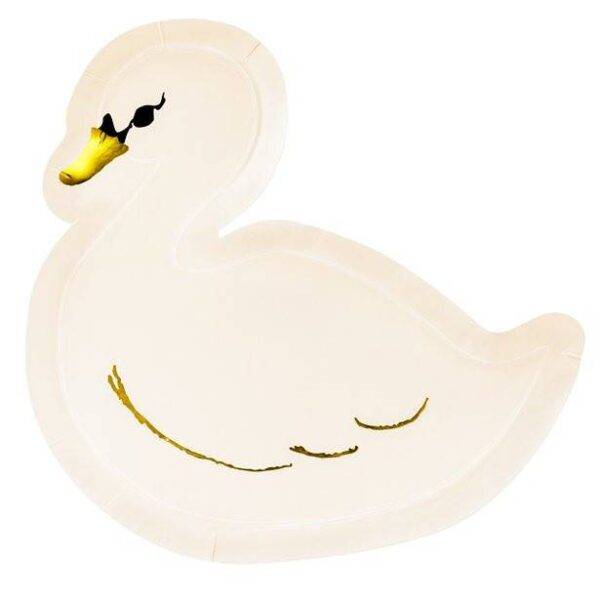 Pratos de Papel em Forma de Cisne - 23 cm