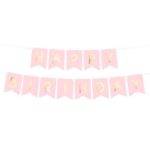 Grinalda Happy Birthday Rosa Pastel e Dourado - 1,7 m