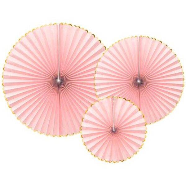 Ventiladores de papel branco e dourado
