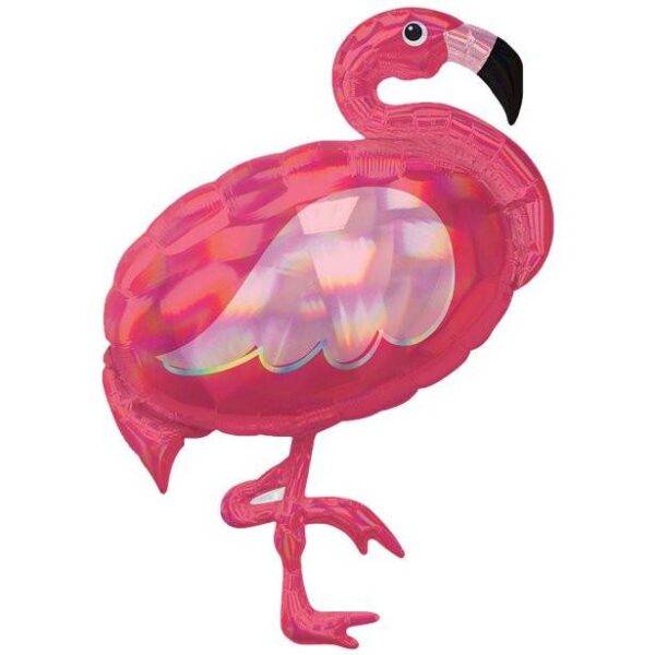 Balão Iridescente SuperShape Flamingo Rosa - Folha de 33 "