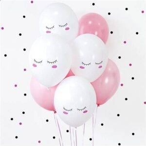 Balões de cílios branco bonito rosto - 12 "de látex