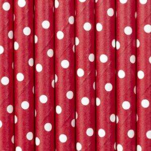 10 PALHINHAS DE PAPEL VERMELHAS COM PINTAS