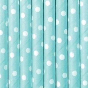 10 PALHINHAS DE PAPEL AZUL CLARO COM PINTAS