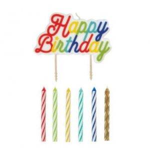 12 VELAS COLORIDAS & VELA 'HAPPY BIRTHDAY'