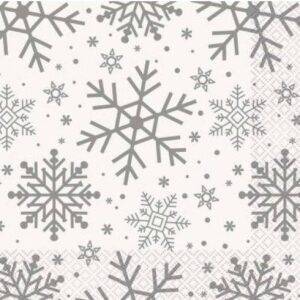 16 GUARDANAPOS 33 CM HOLIDAY SNOWFLAKES PRATEADO & DOURADO