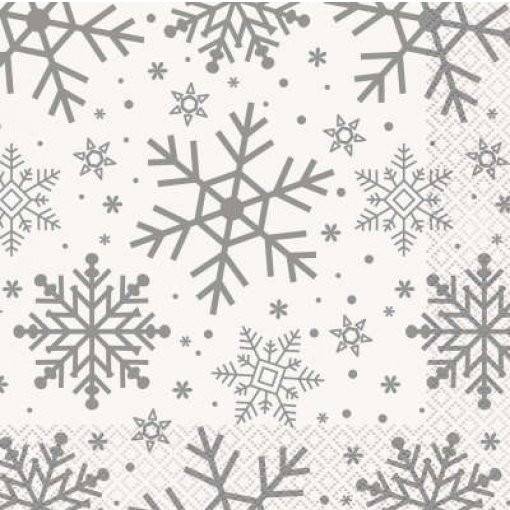 16 GUARDANAPOS 33 CM HOLIDAY SNOWFLAKES PRATEADO & DOURADO