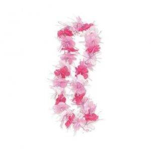 COLAR FLORES ROSA E BRANCO LUAU 33''