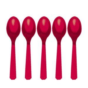 10 COLHERES DE PLÁSTICO VERMELHO