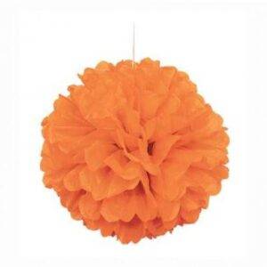 POM POM DECORATIVO PAPEL 16'' LARANJA