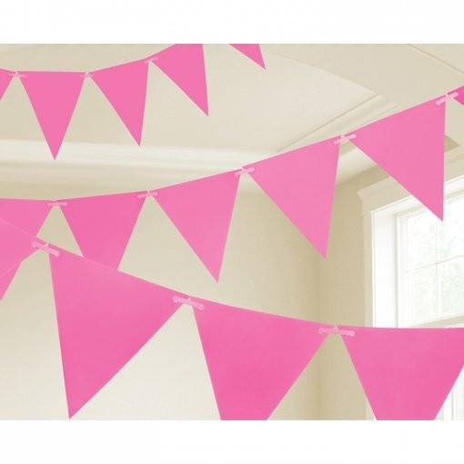 BANDEIRA TRIANGULAR PAPEL 4,5 M ROSA CHOQUE