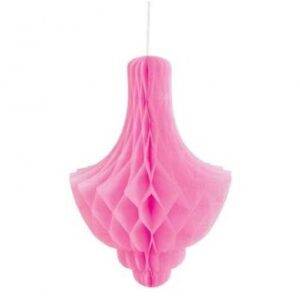 DECORAÇÃO DE PAPEL PENDENTE CANDELABRO 14'' ROSA CHOQUE