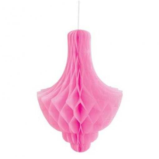 DECORAÇÃO DE PAPEL PENDENTE CANDELABRO 14'' ROSA CHOQUE