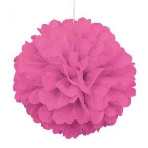 POM POM DECORATIVO PAPEL 16'' ROSA CHOQUE