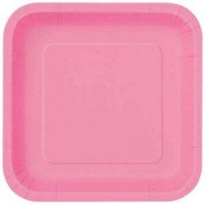16 PRATOS QUADRADOS 18 CM ROSA CHOQUE