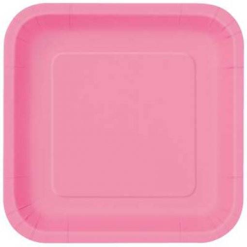 16 PRATOS QUADRADOS 18 CM ROSA CHOQUE