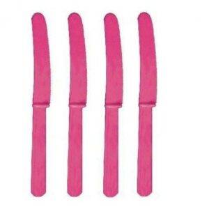 10 FACAS DE PLÁSTICO ROSA CHOQUE