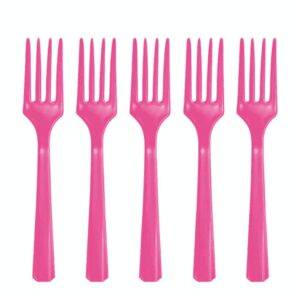10 GARFOS DE PLÁSTICO ROSA CHOQUE
