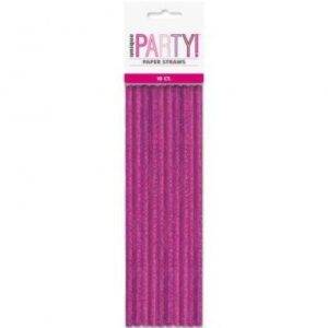 10 PALHINHAS DE PAPEL GLITZ ROSA & PRATEADO FOIL