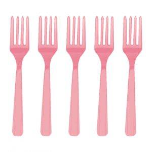 10 GARFOS DE PLÁSTICO ROSA CLARO
