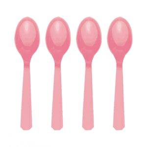10 COLHERES DE PLÁSTICO ROSA CLARO