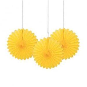 3 MINI ROSETA DECORATIVA PAPEL 6'' AMARELO