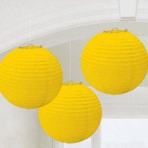 3 LANTERNAS DE PAPEL 24 CM AMARELO