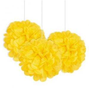 3 MINI PUFF DECORATIVO PAPEL AMARELO