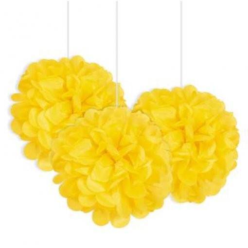3 MINI PUFF DECORATIVO PAPEL AMARELO